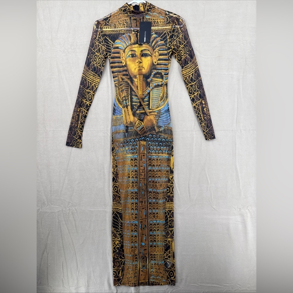 Fashion Nova Egyptian-Inspired Long Sleeve Maxi Dress